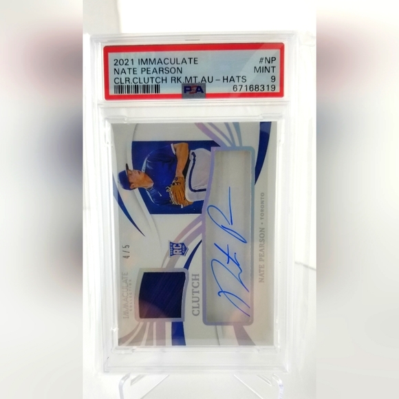 2021 Immaculate Nate Pearson RC Auto CLR CLUTCH RK MT AU-HATS #NP 4/5- PSA 9 - Picture 2 of 3